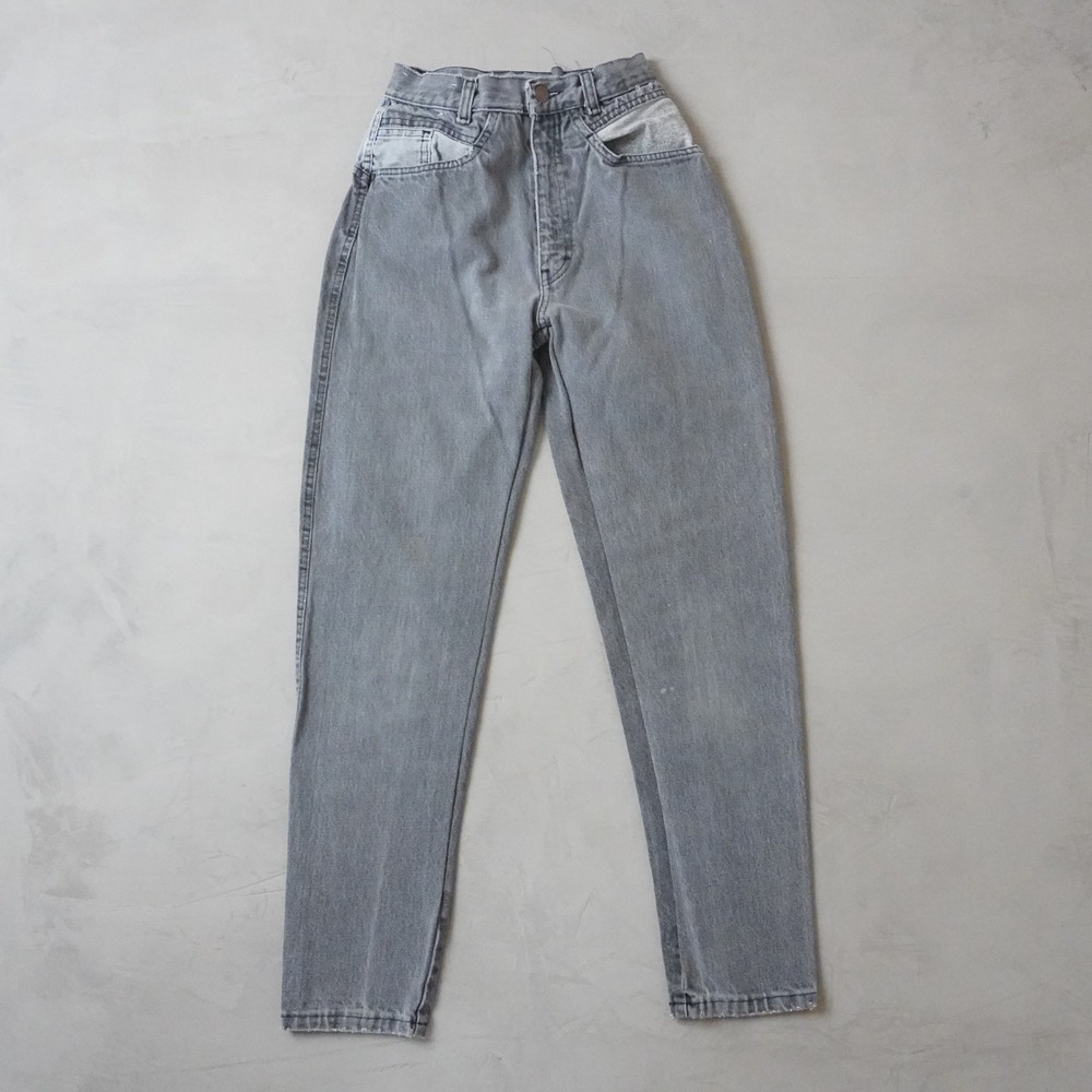 Vintage British Raj Grey Two Tone High Waisted Tapered Jeans Womens 5 P1103